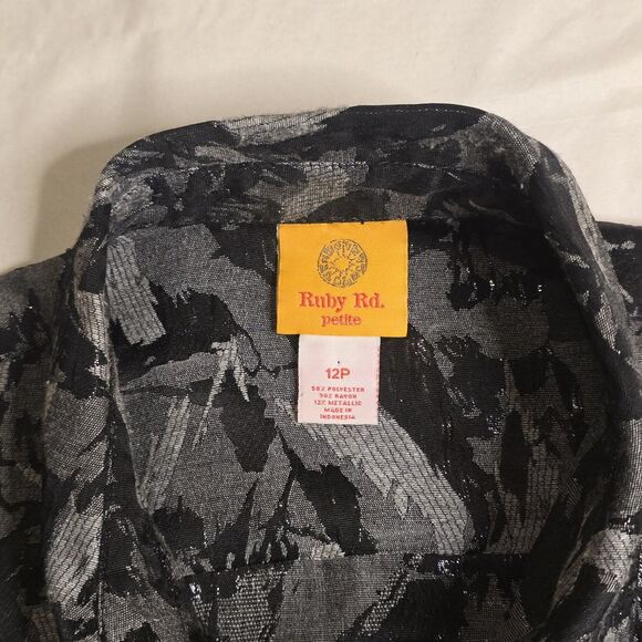 Ruby Rd. 12 Petite Black Pattern Jacket - Picture 4 of 9